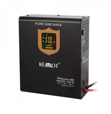 Wall-mounted emergency power supply KEMOT PROsinus-500 converter with pure sine wave and charging function 12V 230V 500VA/300W