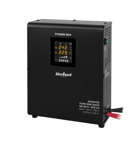 Wall-mounted Emergency Power Supply Rebel POWER-800 - converter with pure sine wave and charging function 12V 230V 800VA/500W