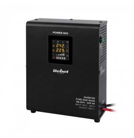 Rebel POWER-500 Wall-Mounted Emergency Power Supply - converter with pure sine wave and charging function 12V 230V 500VA/300W