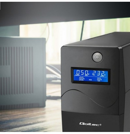 Qoltec 53977 Uninterruptible Power Supply | Monolith | 450VA | 240W | LCD | USB | RJ45