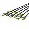 Green Cell Set 3x GC Ray USB-C Cable 30cm, 120cm, 200cm with green LED backlight, fast charging UC, QC 3.0