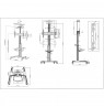 Manhattan TV and Monitor Mount, Trolley Stand, 1 screen, Screen Sizes: 37-65", Silver, VESA 200x200 to 600x400mm, Max 50kg,
