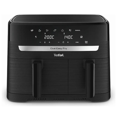 TEFAL Dual Easy Fry Essential Airfryer | EY901N | Power 2700 W | Capacity 8.3 L | Black