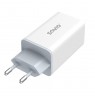 SAVIO LA-07 GaN 65W mains charger, USB, QC4.0+, PD 3.0, White
