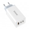 SAVIO LA-07 GaN 65W mains charger, USB, QC4.0+, PD 3.0, White