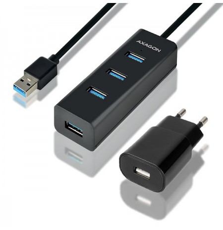 AXAGON HUE-S2BP USB-A hub, 4x USB 3.0, external power supply - 1.2 m, power adapter