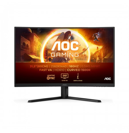AOC G4 CQ32G4VE computer monitor 81.3 cm (32") 2560 x 1440 pixels Quad HD LCD Black, Grey