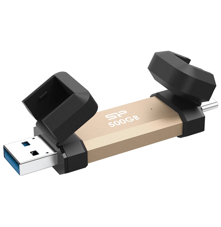 Silicon Power DS72 | 500 GB | USB Type-A/USB Type-C 3.2 Gen 2 | Gold
