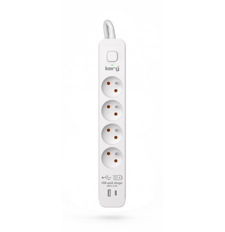 KERG power strip with circuit breaker-4 USBC+USBA sockets 16A 3m