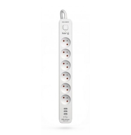 KERG power strip with circuit breaker-6 sockets USBC+USBA 16A 1,5m