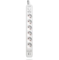 KERG power strip with circuit breaker-6 sockets USBC+USBA 16A 3m