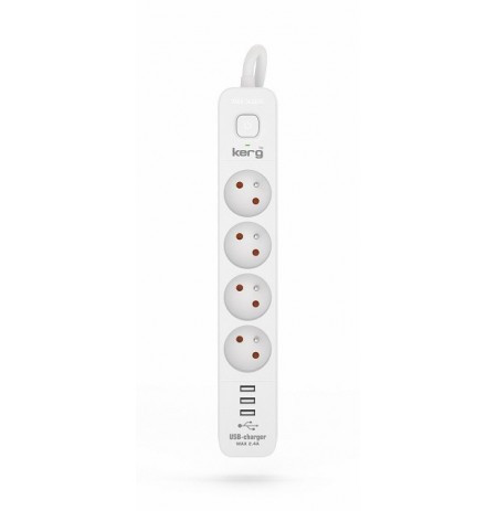 KERG power strip with circuit breaker-4 sockets 3USB 16A 1.5m