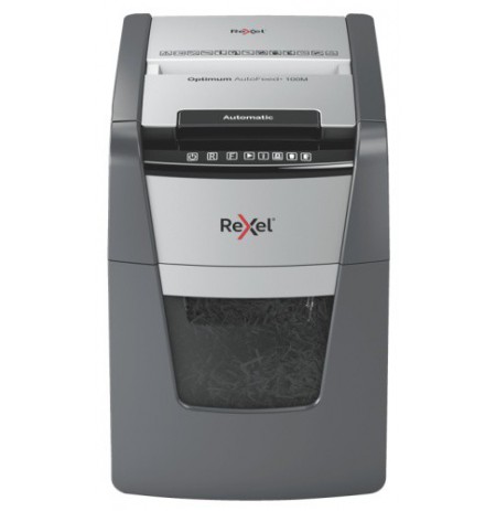 Rexel Optimum AutoFeed+ 100M Dokumentų naikiklis Micro-cut shredding 2x15mm 55dB P-5 34L, Grey/Black