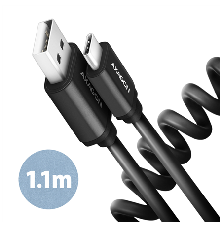 AXAGON Twister Cable, 1.1 m | BUCM-AM20TB | USB Type A to USB Type C