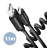 AXAGON Twister Cable, 1.1 m | BUCM-AM20TB | USB Type A to USB Type C