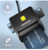 AXAGON Compact desktop USB contact Smart/ID & SD/microSD/SIM card reader with long, USB-A cable | CRE-SM3SD