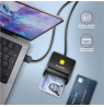 AXAGON Compact desktop USB contact Smart/ID & SD/microSD/SIM card reader with long, USB-A cable | CRE-SM3SD