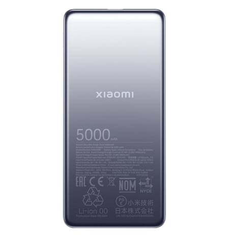 Xiaomi Ultra Slim Power Bank | 5000 mAh | USB-C | Gray