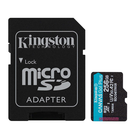 Kingston | Canvas Go! Plus | 256 GB | microSD | Flash memory class Class 10, UHS-I, U3, V30, A2
