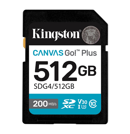 Kingston | Canvas Go! Plus | 512 GB | SD | Flash memory class Class 10, UHS-I, U3, V30
