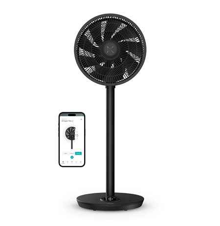 Duux Fan | Whisper Flex 2 | Stand Fan | Black | Diameter 34 cm | Number of speeds 30 | Oscillation | 2-21.5 W | Yes