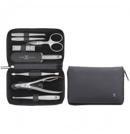 Zwilling Twinox Travel Set - Black Leather Case, 8 Pieces - Black