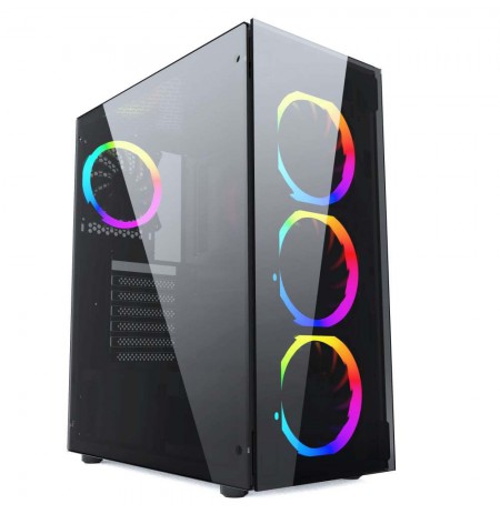 Gembird CCC-FC-1500RGB midi-tower ATX case FORNAX 1500RGB - 3x RGB LED fan, 2x USB 3.0, 2x USB 2.0, glass front panel, acrylic s