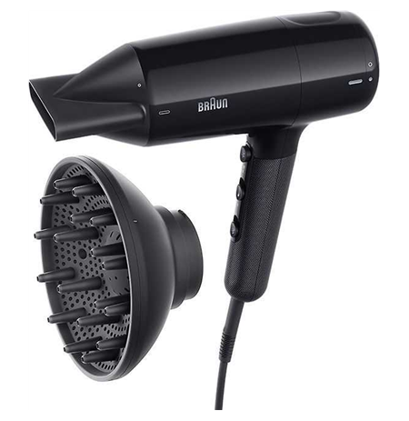 Braun Hair dryer | BRHD225E | 2200 W | Number of temperature settings 3 | Ionic function | Diffuser nozzle | Black