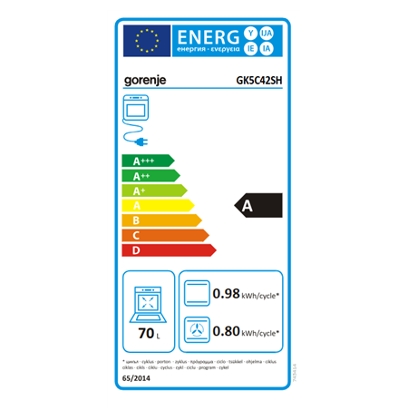 Gorenje Cooker | GK5C42SH | Hob type Gas | Oven type Electric | Grey | Width 50 cm | Depth 59.4 cm | 70 L