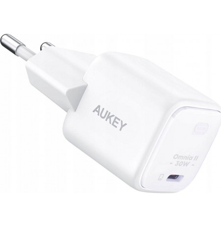 AUKEY WALL CHARGER GAN USB-C, PD 30W, WHITE