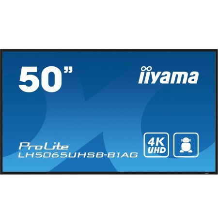 iiyama LH5065UHSB-B1AG Signage Display Digital signage flat panel 125.7 cm (49.5") LCD Wi-Fi 800 cd/m² 4K Ultra HD Black