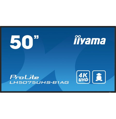 iiyama LH5075UHS-B1AG Signage Display Digital signage flat panel 125.7 cm (49.5") LCD Wi-Fi 500 cd/m² 4K Ultra HD Black