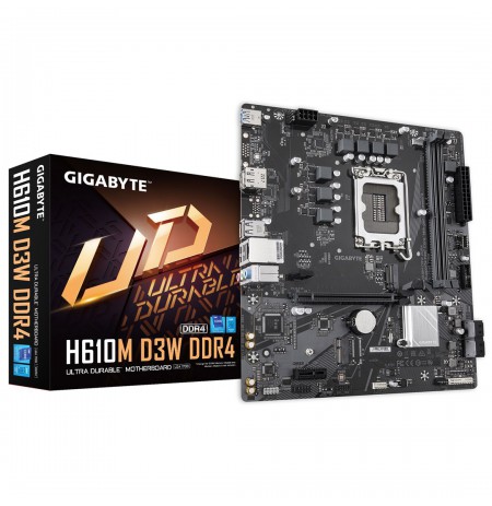 GIGABYTE H610M D3W DDR4 Motherboard - Supports 14th Gen. Intel Core CPUs, 5+1+1 phases VRM, up to 3200MHz DDR4, 1xPCIe 3.0 M.2,