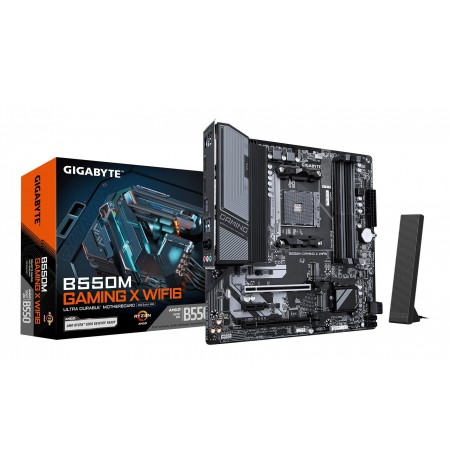 GIGABYTE B550M GAMING X WIFI6 Motherboard - AMD Ryzen 5000 CPUs, 5+3 Phases VRM, up to 3200MHz DDR4, 1xPCIe 4.0 + 1xPCIe 3.0