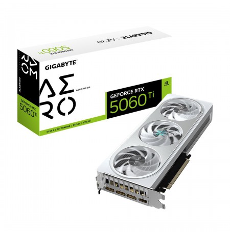 GIGABYTE GeForce RTX 5060 Ti AERO OC 8G Graphics Card - 8GB GDDR7, 128bit, PCI-E 5.0, 2647MHz Core Clock, 3 x DisplayPort, 1 x