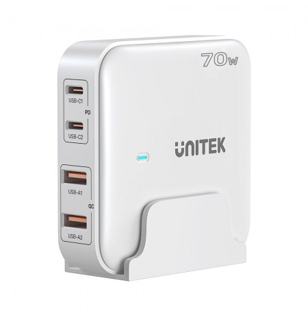 GaN network charger - Unitek P1229AWH01-EU | 100W 2x USB-C 2x USB-A