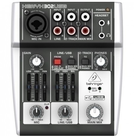Behringer X302USB audio mixer 5 channels
