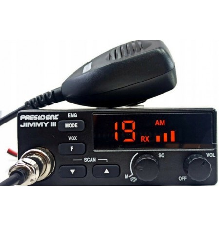 CB Radio PRESIDENT JIMMY III (transmitter power - 4W, supply voltage - 13.2V, number of channels - 40, noise block - yes,