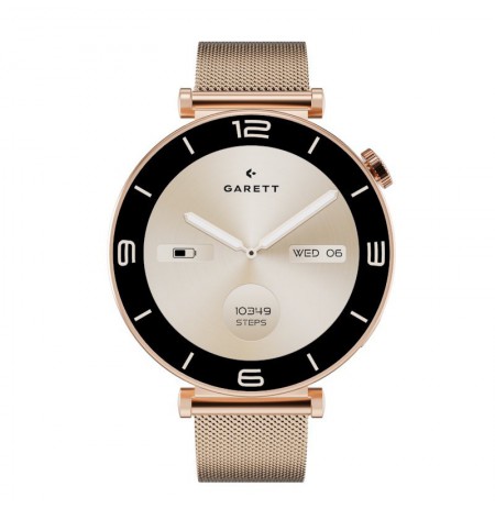 Išmanusis laikrodis su lietuvišku meniu Garett Rose Gold Mesh steel