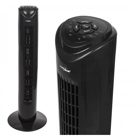GreenBlue 45W tower fan with 3 levels of airflow, 82cm high, 1.5m cable, with remote control and timer GB645