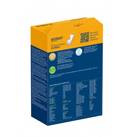 Dulkių siurblių maišeliai WORWO  ELECTROLUX E26  / ELMB03K