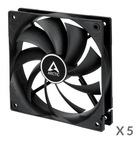 ARCTIC F12 PWM korpuso ventiliatoriai, 4-pin, 120mm, juodi, 5 vnt.