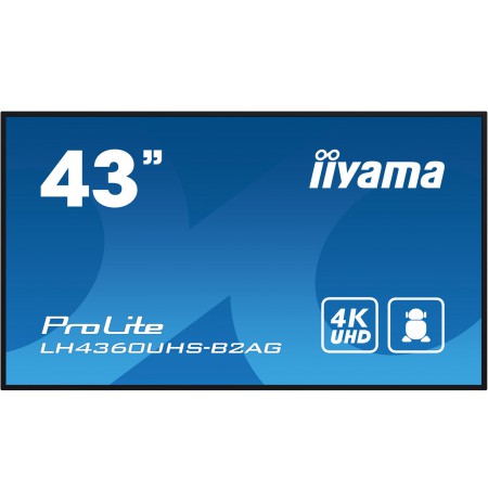 iiyama LH4360UHS-B2AG Signage Display Digital A-board 108 cm (42.5") LED Wi-Fi 500 cd/m² 4K Ultra HD Black Built-in processor A