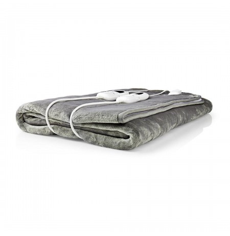 Nedis PEBL130CWT2 electric blanket 120 W Grey, White Fleece, Polyester