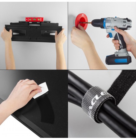 Maclean TV Mount, max VESA 600x400, 32-85", 60kg, horizontal and vertical angle adjustment, profile 65-390mm, black, MC-789
