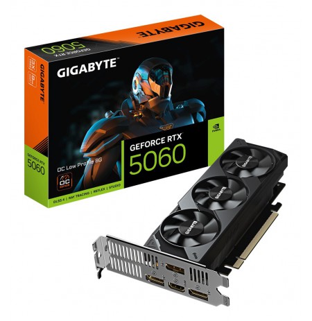 GIGABYTE GeForce RTX 5060 OC Low Profile 8G Graphics Card - 8GB GDDR7, 128bit, PCI-E 5.0, 2512 MHz Core Clock, 3 x DisplayPort,