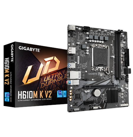 Gigabyte H610M K V2 | Processor family Intel | Processor socket LGA1700 | DDR5 | Supported hard disk drive interfaces M.2, SATA