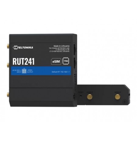 Teltonika RUT241 eSIM | Industrieller 4G-LTE-Router | Cat 4, 2x RJ45 100Mb/s, eSIM Cellular network router