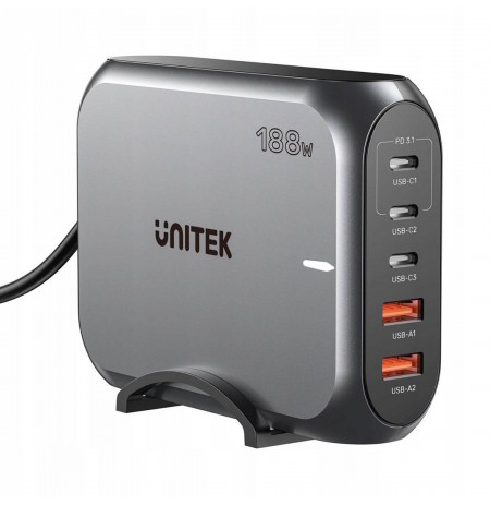 UNITEK WALL CHARGER 2X USB-A 3X USB-C PD 3.1 188W
