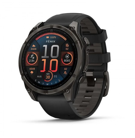 Garmin fenix 8 3.56 cm (1.4") AMOLED 47 mm Digital 454 x 454 pixels Touchscreen Black Wi-Fi GPS (satellite)